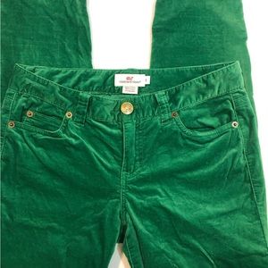 VINEYARD VINES Green Velvet Pants 0